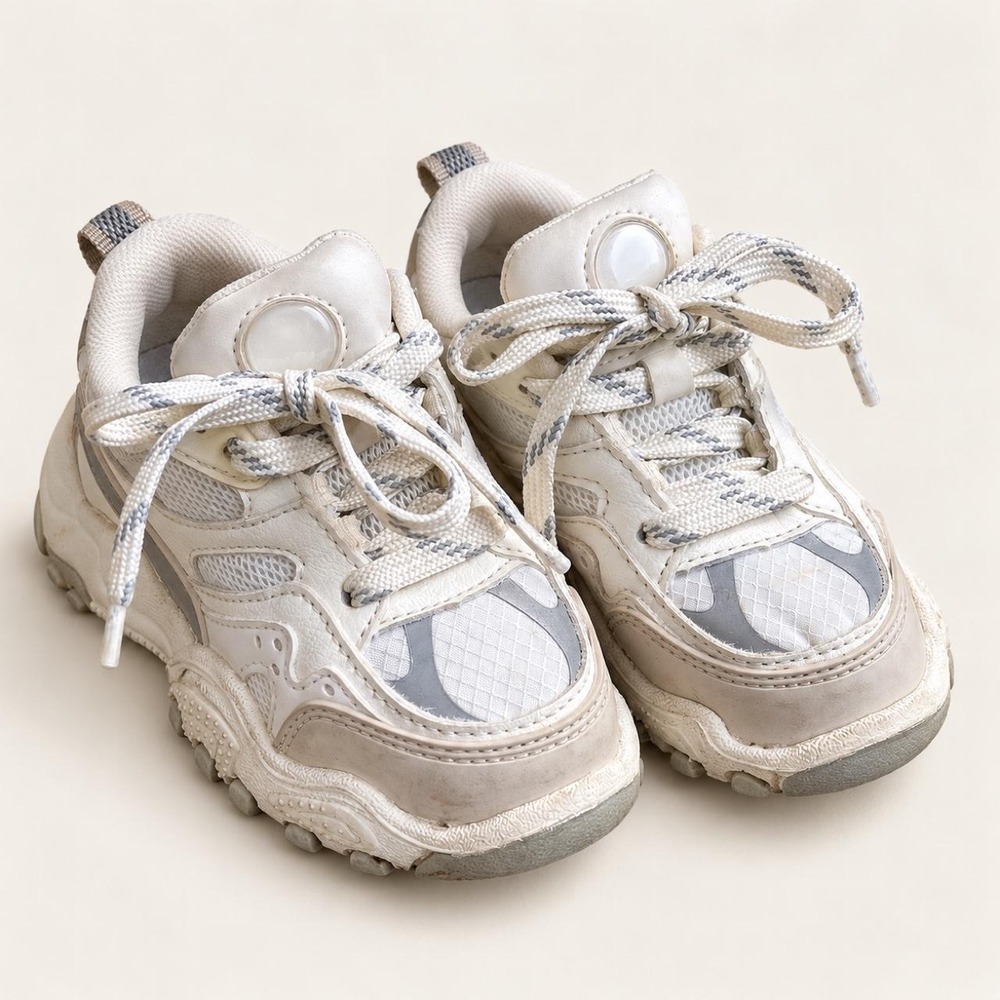 Zara White & Silver Chunky Toddler Sneakers – EU 24 / Approx. US 8
